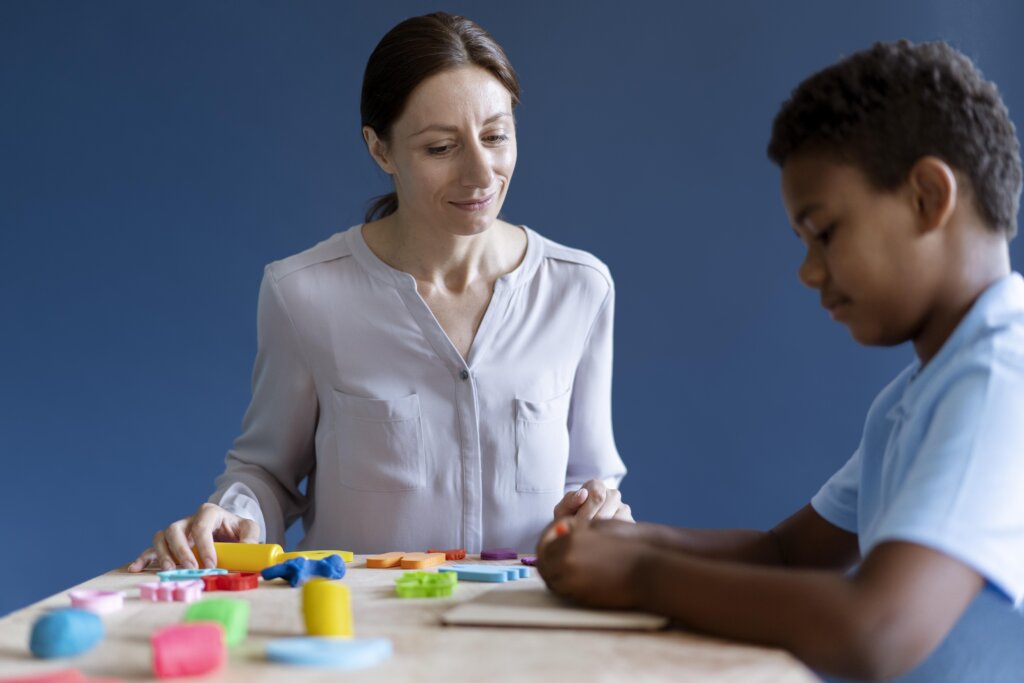 Child receiving occupational therapy at Bridges Speech Center Dubai – enhancing motor and sensory skills.
